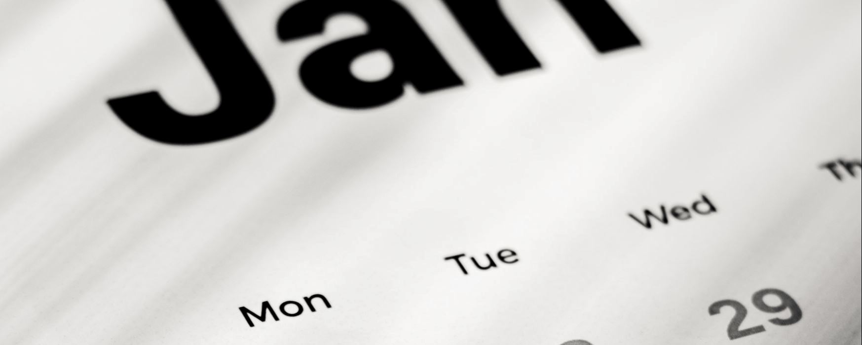 Close up of January Schedule